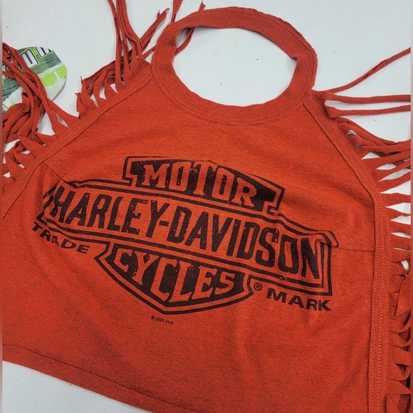 Harley Davidson Fringe Halter Top Upcycled - Picture 6 of 6